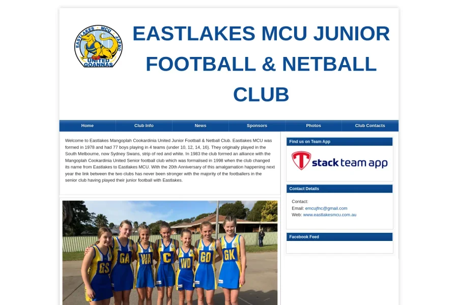 Eastlakes MCU Junior Football & Netball Club New Website